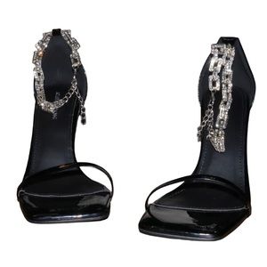 Azalea Wang Diamond Drip Pave Chain Sandal in Black